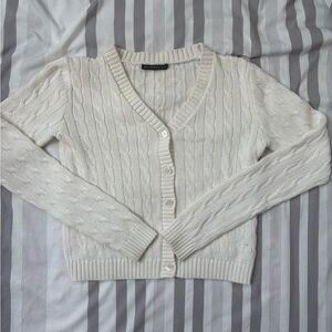 Women's Ivory Cable Knit Cardigan